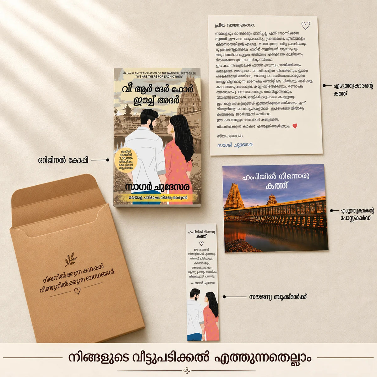 ഓർഡറിനൊപ്പം വീട്ടിലെത്തുന്നത്: ഒറിജിനൽ കോപ്പി, എഴുത്തുകാരന്റെ കത്ത്, പോസ്റ്റ്കാർഡ്, സൗജന്യ ബുക്ക്മാർക്ക്